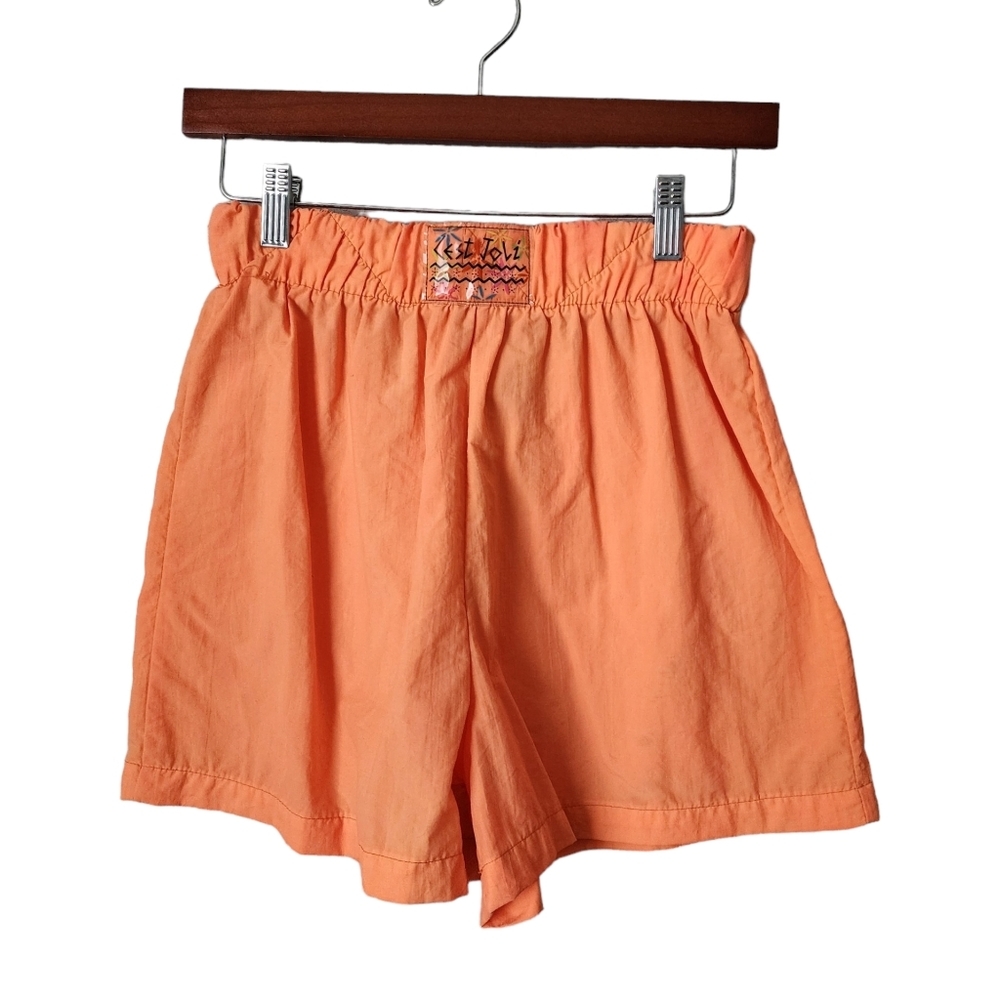 CEST JOLI x VINTAGE neon orange‎ nylon pull on shorts size M